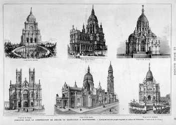 Entwürfe für den Wettbewerb der Kirche Sacré-Cœur in Montmartre - in „Die illustrierte Welt“ vom 25.07.1874