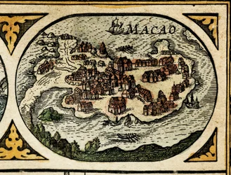 Darstellung von Macao, Detail in Le Theatre du monde