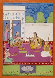 Darstellung einer Hindustan-Frau am Hof von Shah Alam. Seite aus einem Manuskript, das die Reisen von Niccolao Manucci (1639-1717) beschreibt