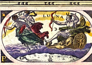 Darstellung des Mondes. Gravur aus dem 17. Jahrhundert.