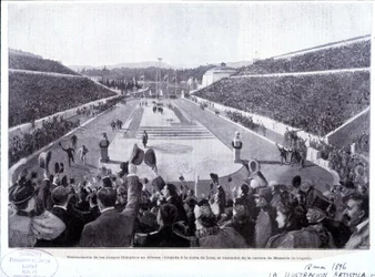 Wiederherstellung der Olympischen Spiele in Athen: Ankunft von Lues, Marathon-Sieger