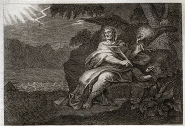Bibel von Royaumont, Neues Testament: Der Evangelist Johannes mit dem Adler. Illustration von 1811.