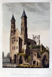 Ruinen der Abtei von Jumièges - in „Die alte und moderne Tracht“ von Dr. Ferrario, ed. Mailand