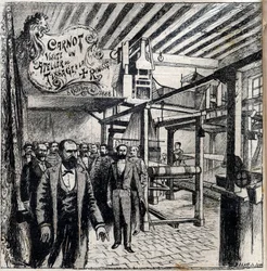 Sadi Carnot (1837-1894) besucht eine Werkstatt in Canut, 8. Oktober