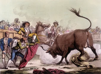 Szene eines Stierkampfes in Spanien, um 1820