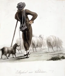 Hirte in der Nähe von Valenciennes - Aquarell
