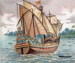 Spanische Karavelle vom Ende des 15. Jahrhunderts - Karavellen-Segelschiff aus dem 15. Jahrhundert