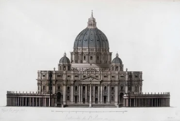 Petersdom in Rom im Vatikan (San Pietro in Vaticano). In „Das alte und moderne Kostüm“ 1819-1820, von Jules Ferrario