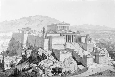 Die Akropolis von Athen. Gravur von 1861