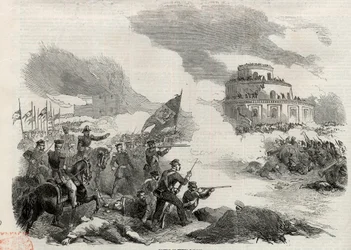 Die Schlacht von Monte Caseros im April 1852 - Aufstand von Justo José de Urquiza (1801-70) gegen den argentinischen Diktator Juan Manuel de Rosas (1793-1877) - Die Schlacht von Caseros am 3. Februar
