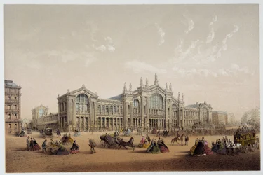 Der Gare du Nord - Lithographie, 19. Jahrhundert