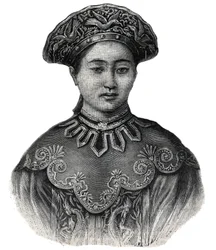 Die Kaiserin von Japan Haruko, Frau von Mikado Mutsuhito (1852-1912) - Gravur von 1892