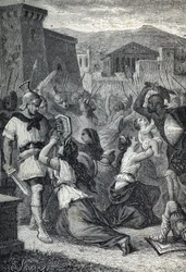 Die Intervention der Sabinerinnen. Stich 1884