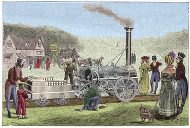 Die Stephenson-Lokomotive „The Rocket“.