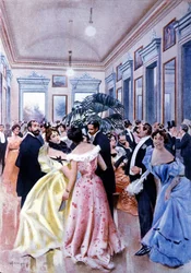 Das Foyer des Theaters La Scala (Teatro alla Scala) in Mailand. 1890.