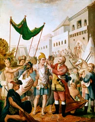 Das Treffen zwischen Hernan Cortes oder Fernand Cortez und Montezuma im November 1519