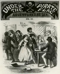 Die Piraten beim Feiern werden vom Geist von Gibbs erschreckt, Charles Gibbs, der Pirat von Rhode Island
