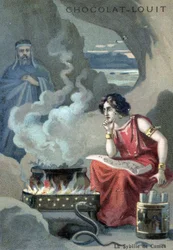 Die Priesterin Kumeische Sibylle, die über das Apollonische Orakel in Cumae, einer griechischen Kolonie in der Nähe von Neapel, Italien, präsidiert