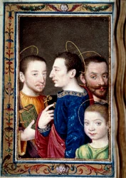 Die Söhne von Franz I. (1494-1547): Franz (1518-1536), Heinrich II. (1519-1559) und Karl (1522-1545) (Miniatur im „Stundenbuch der Katharina von Medici“)