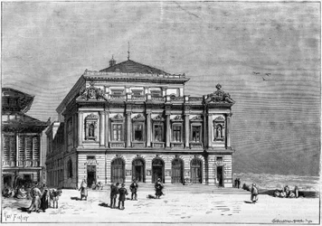 Das Theater von Constantine in Algerien, gebaut vom Architekten Paul Jean Gion (1838-1904) zwischen 1877 und 1883 - die Außenseite des Theaters