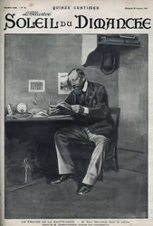 Der Prozess des Obersten Gerichtshofs: Herr Paul Déroulède (1846-1914), ein französischer Schriftsteller und nationalistischer Aktivist, der eine wichtige Rolle im Antidreyfusismus spielte, in seiner Zelle nach seinem Putschversuch am 23. Februar. Gravur i