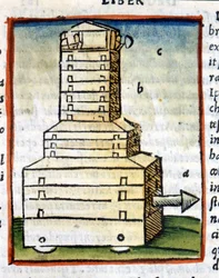 Schildkröte, Panzer - in „De architectura“ von Vitruv aus 1630.