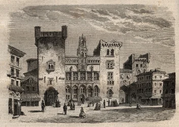 Rathaus von Narbonne - Languedoc-Roussillon-Midi-Pyrenees - Frankreich - Gravur in 