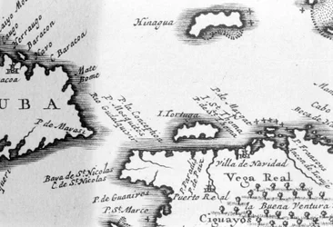 Turtle Island und Santo Domingo aus einer Karte des 17. Jahrhunderts von Pierre Vandier