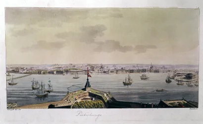 Ansicht von St. Petersburg Ende des 18. Jahrhunderts - in „Das alte und moderne Kostüm“ von Ferrario