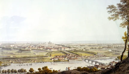 Ansicht von Turin. Gravur 1810.