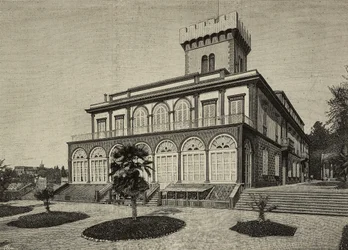 Ansicht der Villa Fabbricotti, wo Königin Victoria (1819-1901) eine Zeit lang wohnte, Florenz, Italien, Gravur nach einem Foto von G Brogi aus L