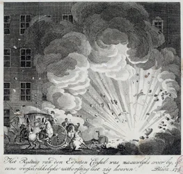 Ansicht der Explosion der Höllenmaschine in der Rue Saint Nicaise in Paris am 3. Nivose an IX
