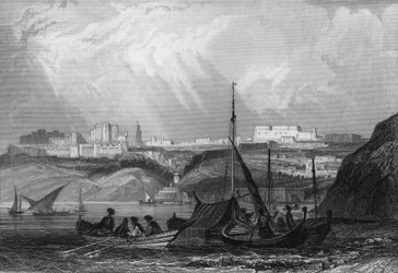 Ansicht des Hafens von Oran, zweiter Besetzungshafen nach Algier durch die französische Armee 1830, in „L