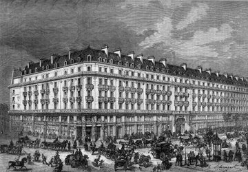 Ansicht der Geschäfte von „Pygmalion“ rue de Rivoli und Boulevard Sébastopol in Paris im Jahr 1872