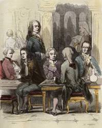Voltaire im Café Procope in Paris