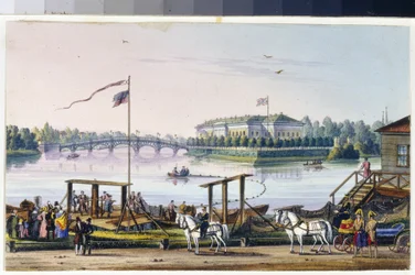 Ansicht des Palastes auf der Insel Kamenny in Sankt Petersburg (Album von Marie Taglioni)