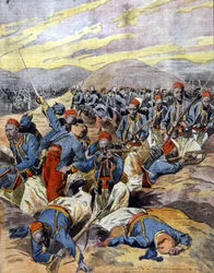 Krieg 1914 - 1918: Afrikanische Reiter der französischen Kolonialarmee in den Dünen von Flandern. 1914