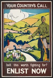 Der Ruf deines Landes... Ein Rekrutierungsplakat mit der britischen Landschaft, 