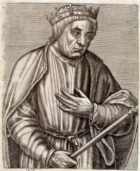Porträt des Königs von Polen Kasimir III. der Große. 1310-1370. Kupferstich des 17. Jahrhunderts