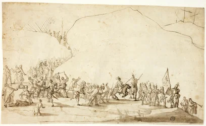 Kalvarienberg (recto); Skizze des unteren Teils des rechten Beins (verso)