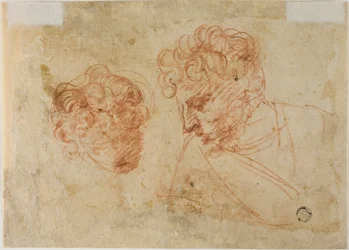 Zwei Skizzen von Köpfen (recto); Zwei Skizzen einer drapierten Frau (verso)
