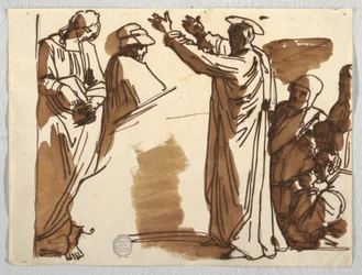 Zeichnung, Cartoons vom Tod des Ananias und St. Paul, nach Raphael, ca. 1820