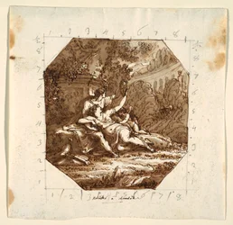 Zeichnung, Deckengestaltung mit Rinaldo und Armida, Palazzo Milzetti, Faenza, 1804–05