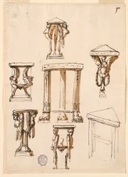 Zeichnung, Konsolentische, ca. 1800