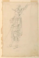 Kostümentwurf: Ein Hellebardenträger für ein Ballett, ca. 1720
