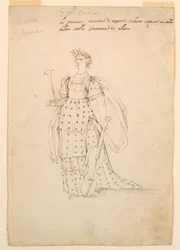 Kostümentwurf: Poesie für ein Ballett, ca. 1720