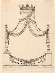 Zeichnung, Entwurf für ein Bett, ca. 1800