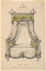 Zeichnung, Entwurf für ein Bett im römischen Stil, 1780