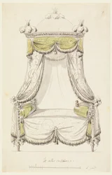 Zeichnung, Entwurf für ein Bett im römischen Stil, 1780