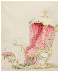 Zeichnung, Entwurf für eine Chaiselongue, ca. 1810